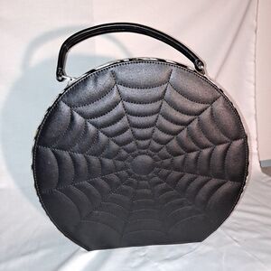 LUX de Ville Black Widow Spider Web Hat Box Design Women's Bag